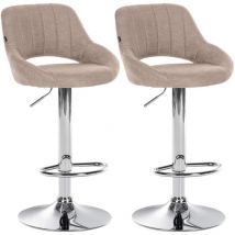 2er Set Barhocker Milet Stoff taupe Metall in Chromoptik