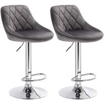Barhocker Tresenhocker, gut gepolsterte Sitzfläche aus Samt, Höhenverstellbar, Drehbar, 2 x Hocker, Dunkelgrau - Woltu