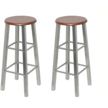 2er Set Barhocker,Barstuhl,Bistrohocker für Esszimmer, Küche, Theke, Bar Metall mit MDF-Sitz VCWS729692
