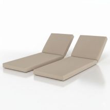 2er Set Deckchair Auflagen Wasserdicht Qd-rl, 190x60cm, Beige