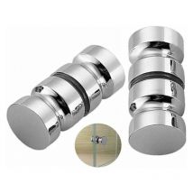 Cyslmuk - 2er-Set Duschtürgriffe, Badewanne, Duschtürgriff, 30 mm, poliertes Chrom, Ersatztürgriffe, runder Glastürgriff, Edelstahl, langlebig