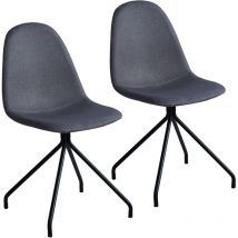 Svita - 2er Set Esszimmerstühle Metallbeine Polsterstuhl Polyester Dunkelgrau