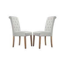 2er Set Esszimmerstühle Küchenstuhl Polsterstuhl mit hoher Rückenlehne Beine aus Massivholz gepolsterte Sitzfläche, Beige - Yaheetech