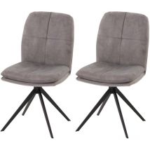 2er-Set Esszimmerstuhl HHG 178, Küchenstuhl Lehnstuhl, drehbar Auto-Position, Metall Stoff/Textil grau