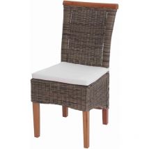 2er-Set Esszimmerstuhl Sinio, Stuhl Küchenstuhl, Rattan mit Sitzkissen