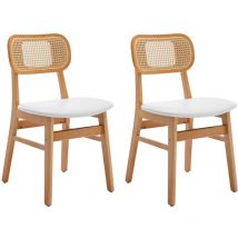 Wahson Office Chairs - 2er Set Esszimmerstühle Rattansessel Küchenstuhl mit Massivholzbeinen Esszimmer, Weiß