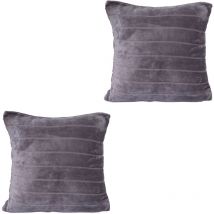 Inda-exclusiv - 2er Set Flanell Kissenbezug Anthrazit 45x45cm-D806499-Anthrazit