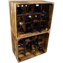 Kistenkolli Altes Land - 2er Set Flaschenregal Henry 12er Geflammt Weinregal Flaschenregal Weinablage Wasserkiste Holzkiste