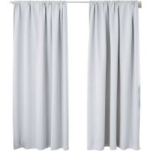 2er Set Gardine Blickdicht 250 G/m² Mit Kräuselband Kalk/grau-weiß 135x175 Cm - Woltu