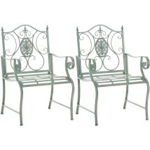 CLP – 2er Set Gartenstühle Punjab antik-grün – Eisen – Gesamthöhe 94 cm – Sitzhöhe 40 cm – Max. Belastbarkeit 200 kg