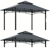 2er-set Grillpavillon Mit Led 243 X 148 X 248 Cm Wasserdicht Flammhemmend Gartenpavillon Mit Doppeldach,seitenregalen, Gartenlauben Mit Uv-schutz, Bbq