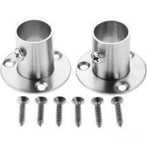 LINGHHANG 2er-Set Kleiderstangenhalterungen Edelstahl rostfrei Durchmesser 19 mm 6 Befestigungsschrauben 6 Dehnschrauben