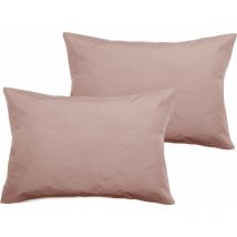 Vent Du Sud - 2er-Set Kissenbezüge aus Perkal aus reiner gekämmter langstapeliger Baumwolle 80 Fäden/cm² Südwind - Rosa - 2er-Set Kissenbezüge 50 x