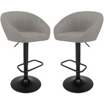 2er-Set Moderne höhenverstellbare Barhocker aus Stoff Hellgrau Barstühle