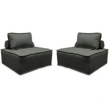 2er Set modulierbare Sessel ohne Armlehne, kapitoniert, Polyester, Grau - Sweeek