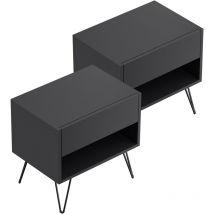 2er Set Nachttisch Dion 50cm Softclose Stehend Grafit Softtouch