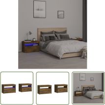 Maison Chic - The Living Store Nachttische 2 Stk. mit LED-Leuchten Räuchereiche 60x35x40 cm - Nachttisch - Wohnzimmer - Möbel - Holzmöbel