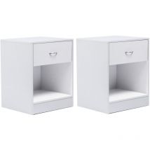 2er-Set Nachttische olga 1 Schublade mit Nische Holz weiß