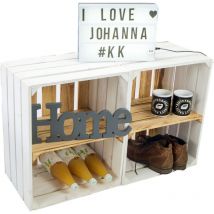 2er set Obstkiste 'Johanna' weiß mit geflammten Boden mit Mittelbrett geflammt quer