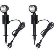 2er-Set Outdoor LED-Scheinwerfer mit Erdspiess / Gartenscheinwerfer je 3W