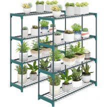 2er-set Pflanzenständer, 4-etagen 104 Cm Hoch Blumenständer Für Innen Außen Stahl Dunkelgrün