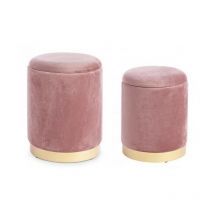 Bizzotto - 2er-Set Poufs aus Samt mit Behälter polina Antique Pink