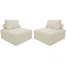 Sweeek - 2er-Set Sofa-Modul-Sessel mit Cordbezug , Cord, Creme