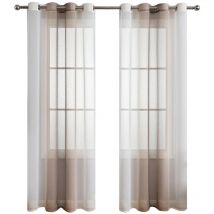 2er Set Gardinen Grau Wohnzimmer Vorhänge mit Ösen Gardinen Fenster,Gardine Transparent Ösenschal Vorhang Schlaufen ,Dekoschals für Balkontür Outdoor