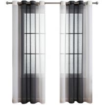 2er Set Gardinen Grau Wohnzimmer Vorhänge mit Ösen Gardinen Fenster,Gardine Transparent Ösenschal Vorhang Schlaufen ,Dekoschals für Balkontür Outdoor