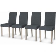 sweeek - 4er Set Stühle mit Stoffbezug und gekälkten Holzbeinen