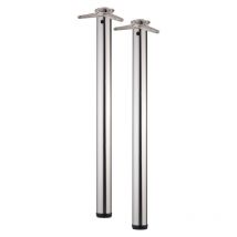2er set Tischbein / Stützfuß - Chrom, ø 6 cm x 110 cm, höhenverstellbar