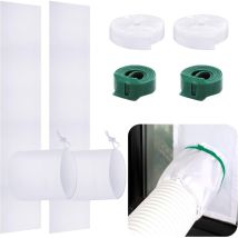 Coocheer - 2er-Set tragbares AC-Fenster-Kit. Fensterdichtungen für tragbare Klimaanlagen. Verstellbares Entlüftungs-Kit mit Kordelzug und