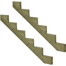 2er Set Treppenwange 6 Stufen aus KDI Holz für Gartentreppen-Höhe 102cm