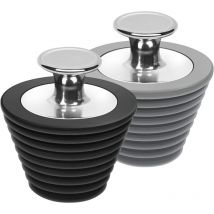 Memkey - 2er-Set Universal-Badewannen- und Waschbeckenstopper – Schwarz und Grau (patentiertes Produkt)