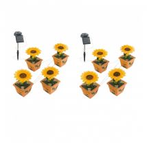2er Set vier led Solar Außen Leuchten Blumen Garten Lampe Beleuchtung