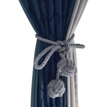 2er-Set Vorhang-Raffhalter mit zwei Kugeln, handgefertigt, geflochtenes Seil, Vorhang-Raffhalter aus Hanf, rustikaler Stil, schickes dekoratives