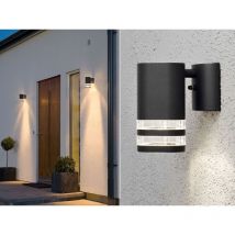 2er-Set Wandleuchten modena Aluminium schwarz Downlight GU10, Höhe 15,5 cm, IP44