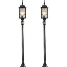 2er-Set Wegeleuchten milano mit Bewegungsmelder in Bleikristalloptik, IP43, E27