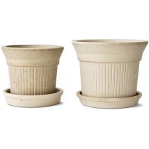 Yose Life 2er Set Weiße Blumentopf Übertopf Mit Untersetzer 100% Natürlichem Töpferton