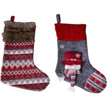 Inda-exclusiv - 2er Set Weihnachts-Socken mit Applikation-D290588-2er-Schneemann