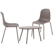 CLP 2er Sitzgruppe Veldin – Taupe – Polypropylen, Metall – Gartenmöbel für Balkon, Terrasse, Outdoor