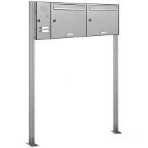 2er V2A Edelstahl Briefkasten Standanlage Freistehend mit Klingel