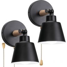 2er Wandleuchte Mit Schalter, Moderne Wandlampe Innen Mit Lampenschirm Im Metall & Holz, Wandstrahler Art Licht Decor Für Wohnzimmer Schlafzimmer (