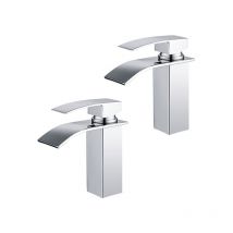 Homelody - 2er Wasserfall Wasserhahn Edelstahl Chrom Einhebel-Waschtischarmaturen Bad Armatur für Badezimmer Waschbecken