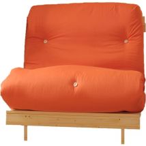 Comfy Living - 3ft Luxury Wooden Futon Set Frame and Mattress in Orange