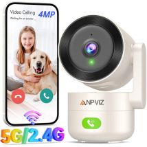 Gotrays - 2K 4MP Caméra de Surveillance Intérieure WiFi 5GHz/2,4GHz, Caméra de Sécurité 360° avec Détection , Vision Nocturne Caméra Surveillance