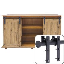 Petites Ecrevisses - Herraje para Puertas Granero Correderas Mini Riel Puerta Doble para Armario Mueble tv Capacidad 70kg - 200cm