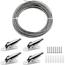 BSR - mm x 10 m pvc coated stainless steel cable wire hanging frame with wire rope, fixed codes, screws for hanging photo clothing, lamp curtains,