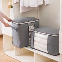 2Pack Clothes Storage Bag , Large Storage Box Foldable Moving Box Duvet Cover, Blanket Toy Clothes(GrisHorizontal [604035])