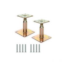 Neige - 2pcs 100-150mm Galvanized Adjustable Elevated Post Base Bracket, Heavy Duty Roof Support for Construction - Gold